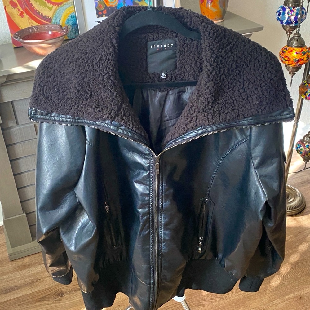 2X Therapy Faux Leather Bomber Jacket